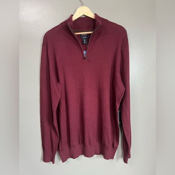 Daniel Hechter cashmere blend pull over sweater wine color large preppy office - Picture 5 of 8
